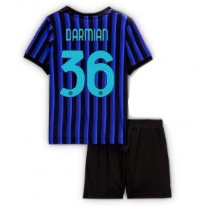 Lacne Dětský Futbalové dres Inter Milan Matteo Darmian #36 2025-26 Krátky Rukáv - Domáci (+ trenírky)